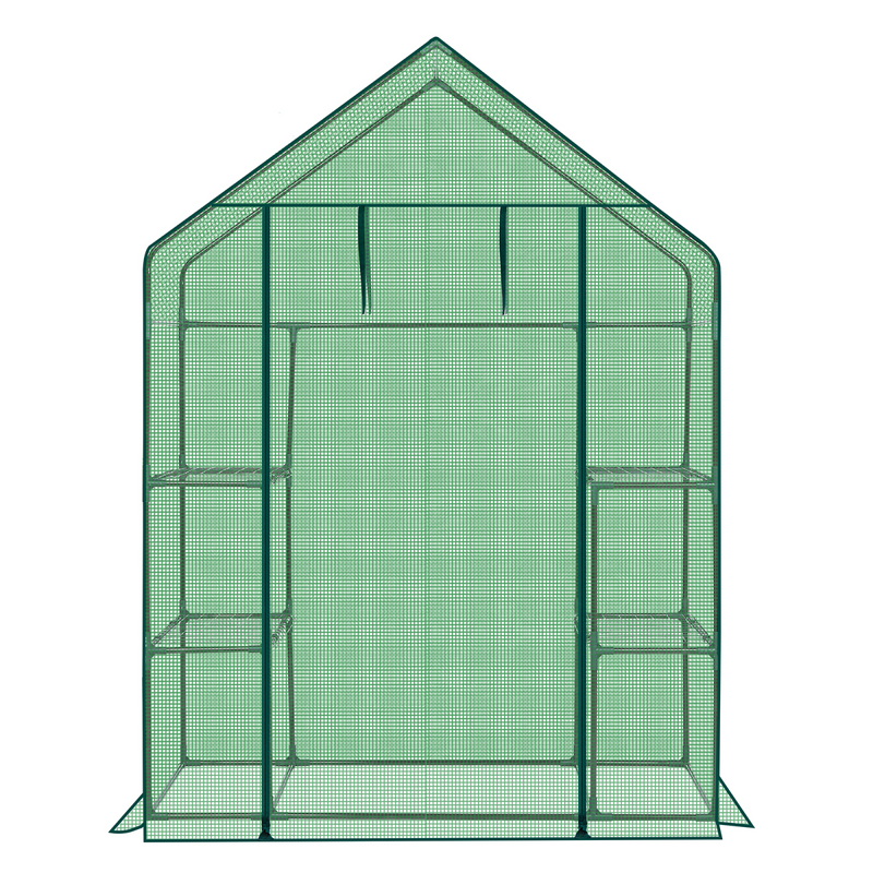 Mini Walk-in Greenhouse with PE Cover, 4-Shelf Indoor Outdoor Plant Gardening Green House for Garden Backyard, 56" x 29" x 77", Green