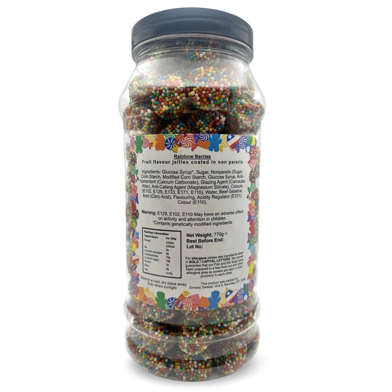 Rainbow Berries Gummy Retro Sweets Gift Jar - 770g