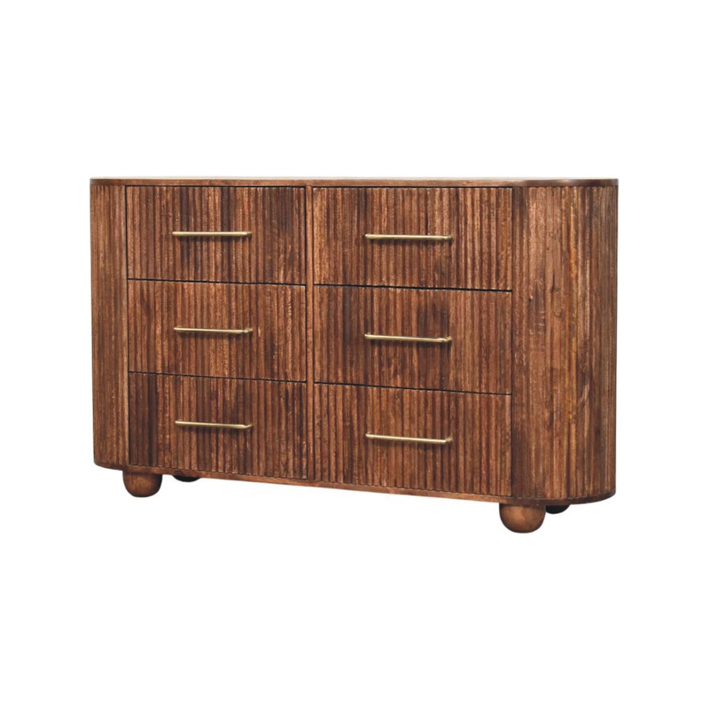 Artisan Furniture Solid Wood Ridgefront Chest - Roasted Almond, 6 Drawers, Brown