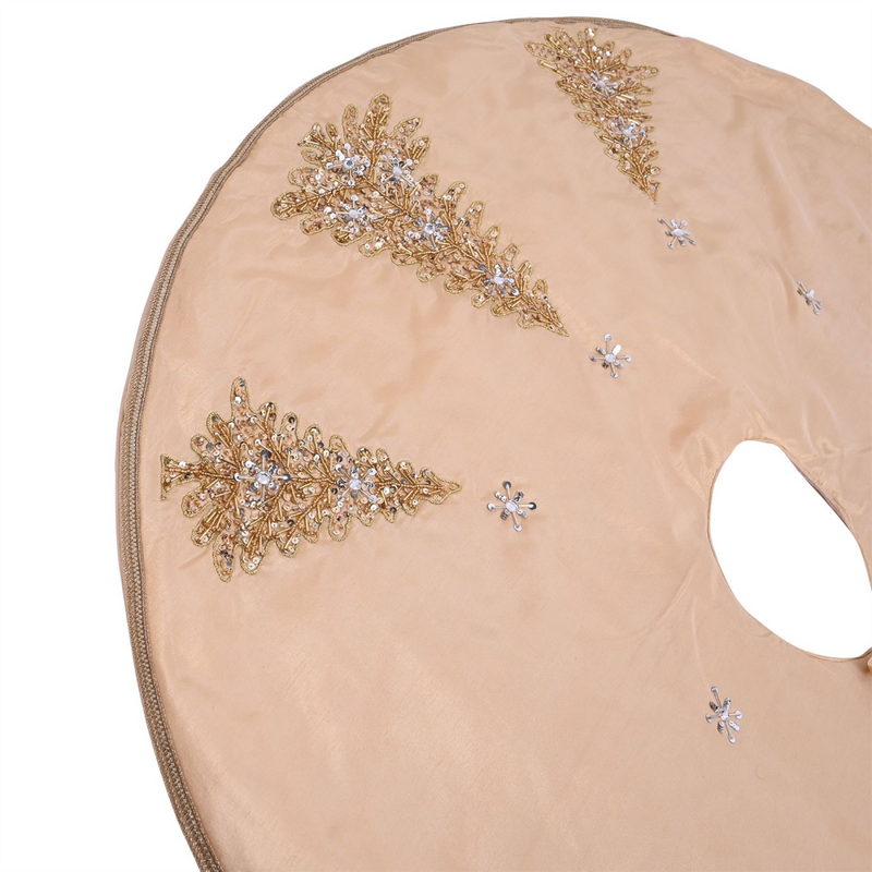 Hand Embellished Gold Sequin Christmas Tree Skirt