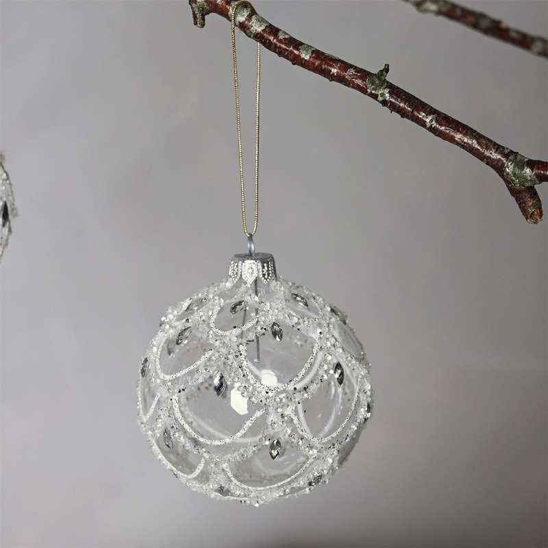 Hand Decorated Glass Bauble - Wave Pattern