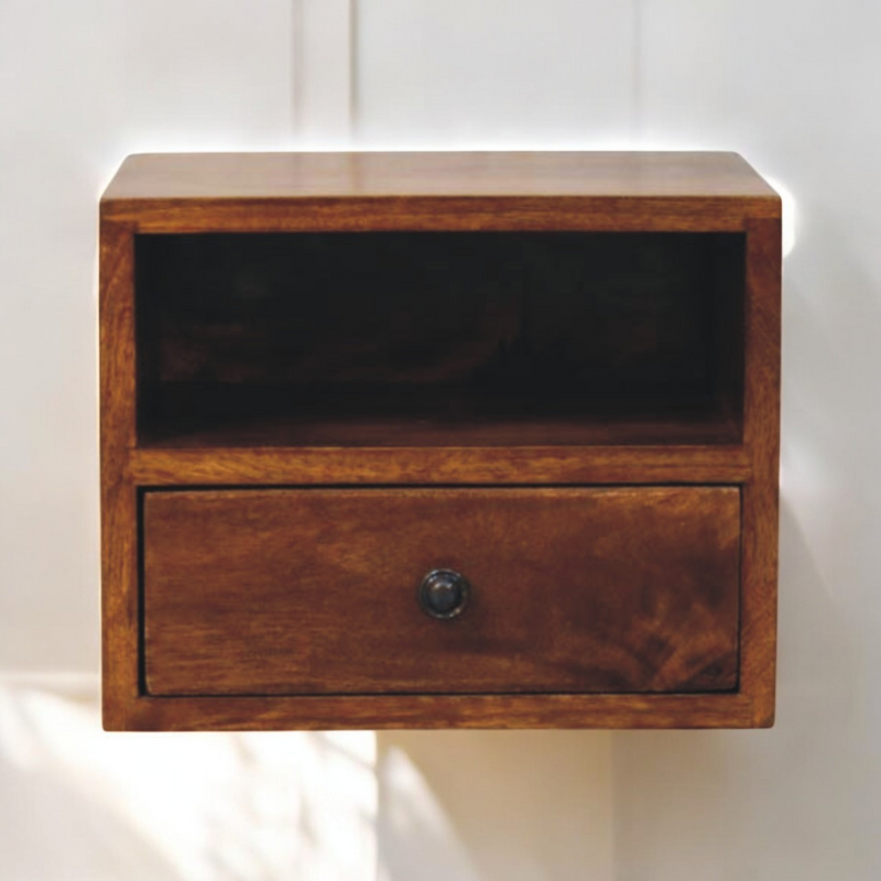 Artisan Furniture Solid Wood Solis 1-Drawer Chestnut Wall Mounted Nightstand