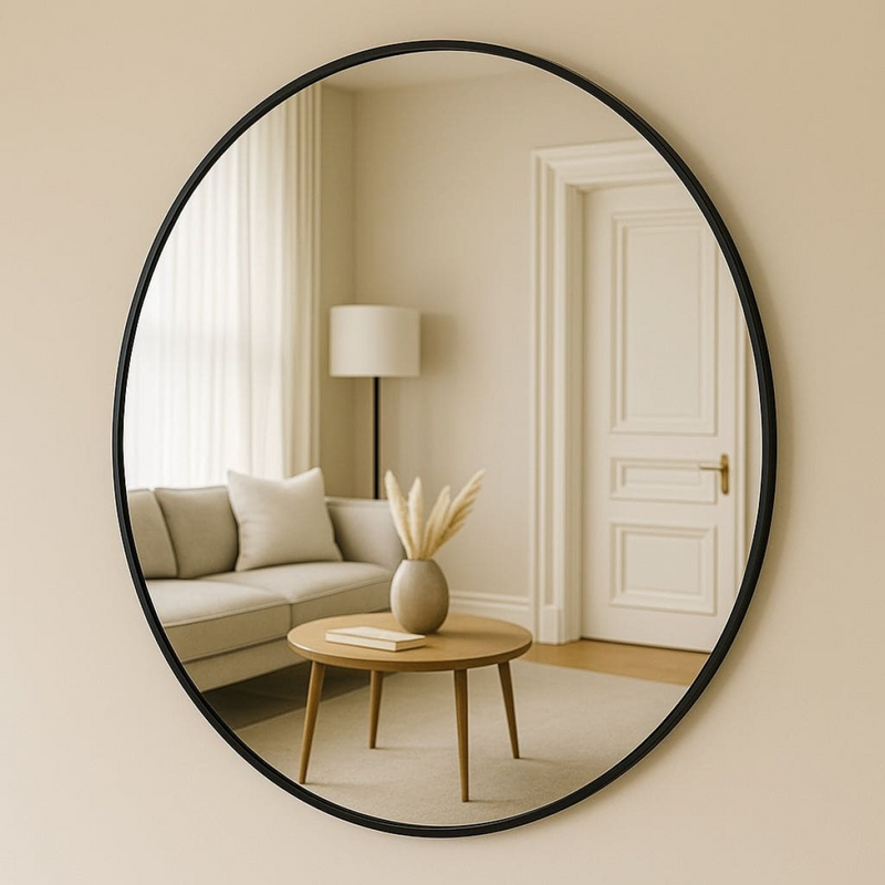 Rei - Extra Large Round Black Metal Circle Mirror - 150cm x 150cm