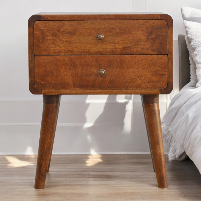 Artisan Furniture Solid Wood Curved Chestnut Bedside