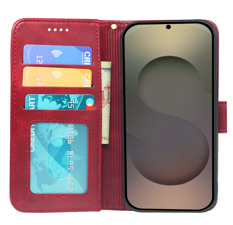 Samsung Galaxy S25 Series Book Flip Case Leather Wallet