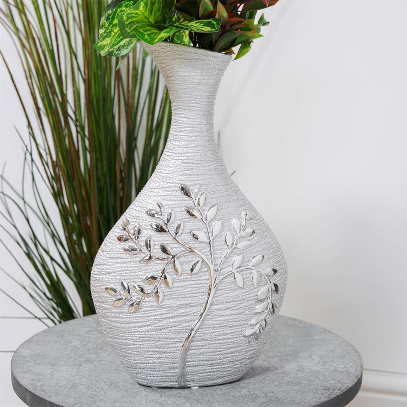 Textured Silver Branch Bottle Vase 34.5cm