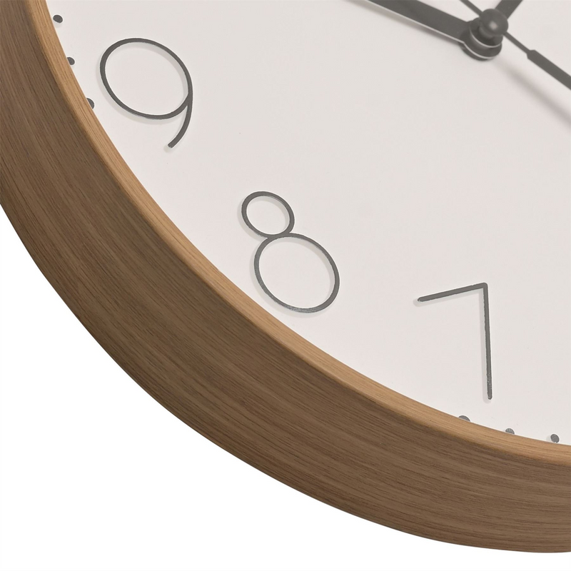 Wm Widdop Round Wall Clock Light Wood Grain Effect 23cms