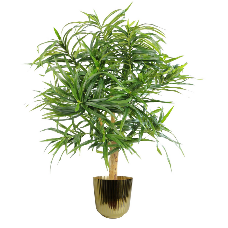 20cm Gold Fluted Metal Planter by Leaf