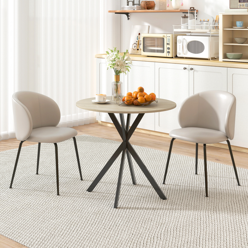 HOMCOM 80cm Round Dining Table, Industrial Kitchen Table with Steel Legs