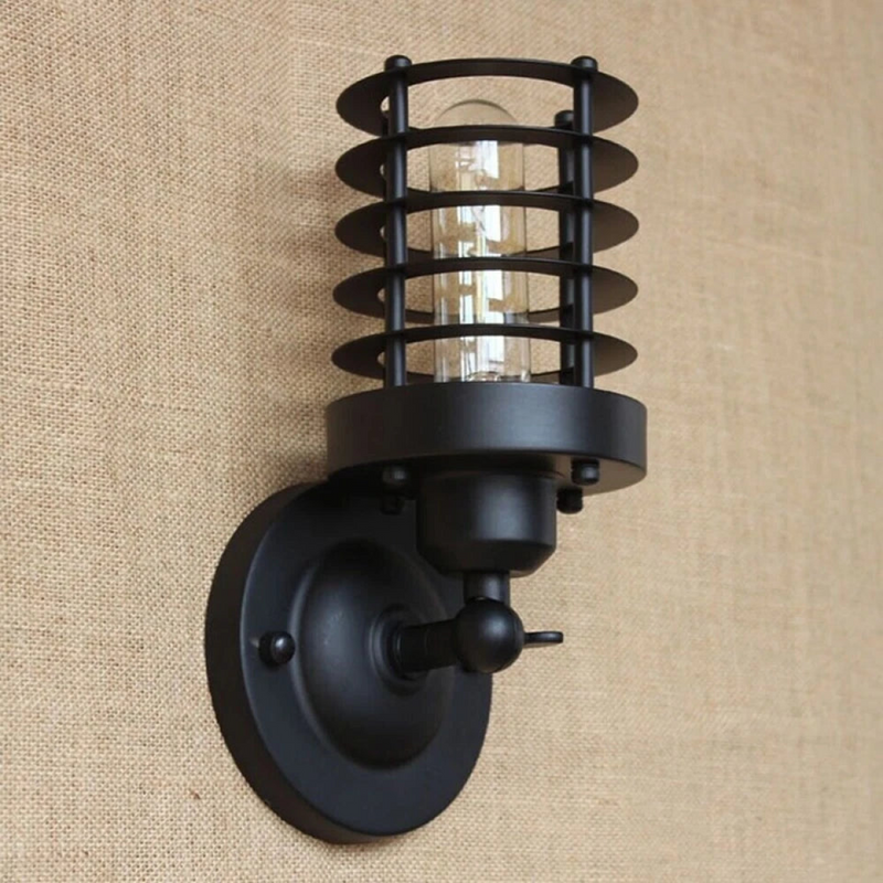 Modern Metal Cage Adjustable Wall Sconce Loft Lamp Shade~2339