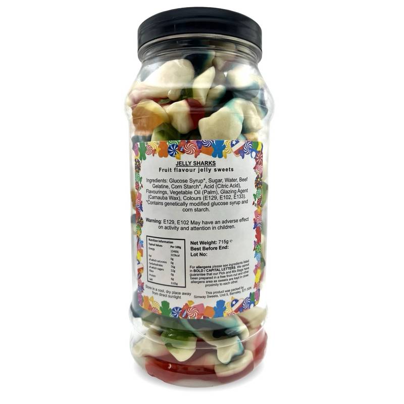 Jelly Sharks Gummy Foam Jellies Retro Sweets Gift Jar - 715g