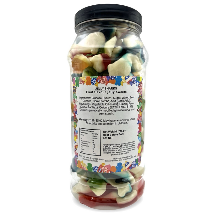 Jelly Sharks Gummy Foam Jellies Retro Sweets Gift Jar - 715g