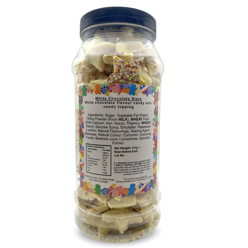 White Chocolate Jazzies Stars Retro Sweets Gift Jar - 545g