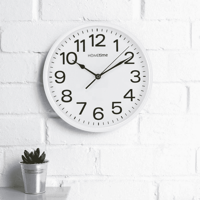 Hometime 10" Wall Clock with Sweep - White
