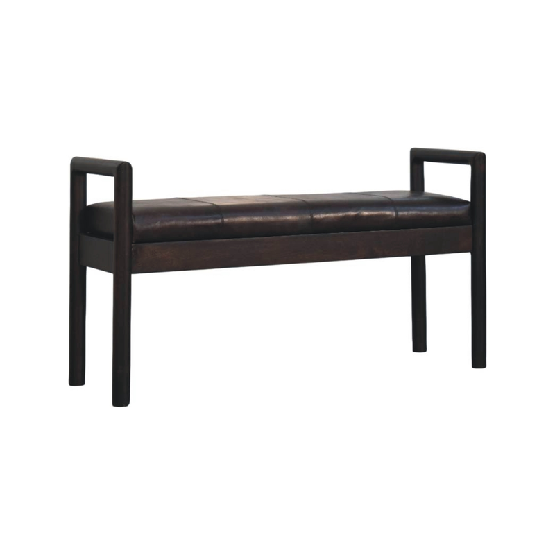 Artisan Furniture Solid Wood Gridline Bench, Upholstered, Black