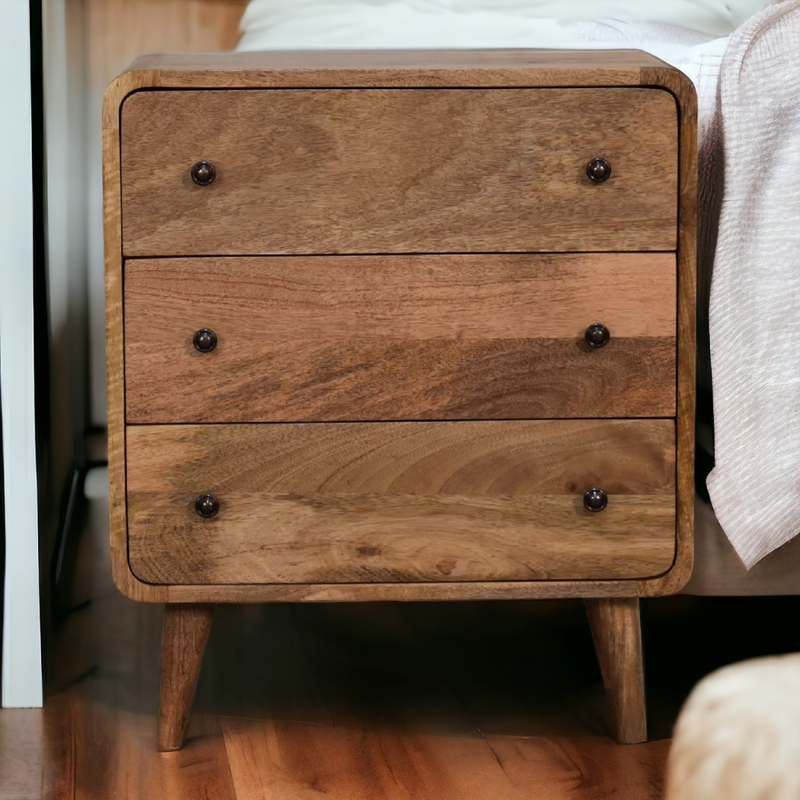 Artisan Furniture Solid Wood Mini Curved Oak-ish Chest