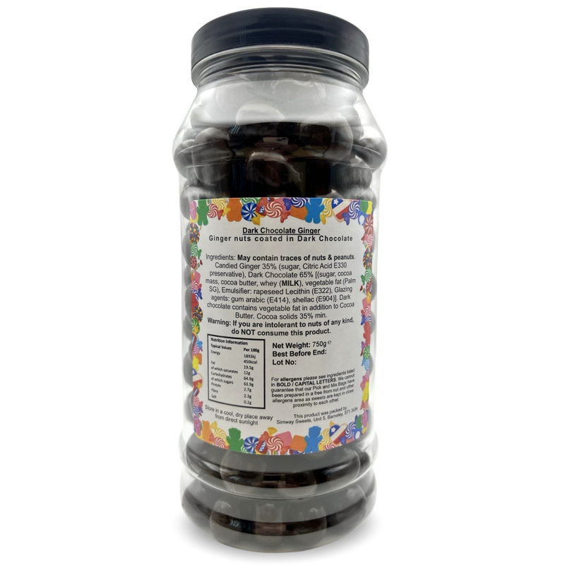 Dark Chocolate Ginger Retro Sweets Gift Jar - 750g