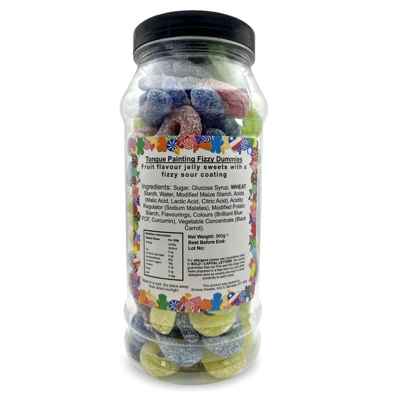 Fizzy Tongue Painting Dummies Retro Sweets Gift Jar - 560g