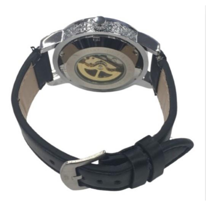 NY London Mens Automatic Dial Analogue Gold/Black Leather Strap Watch