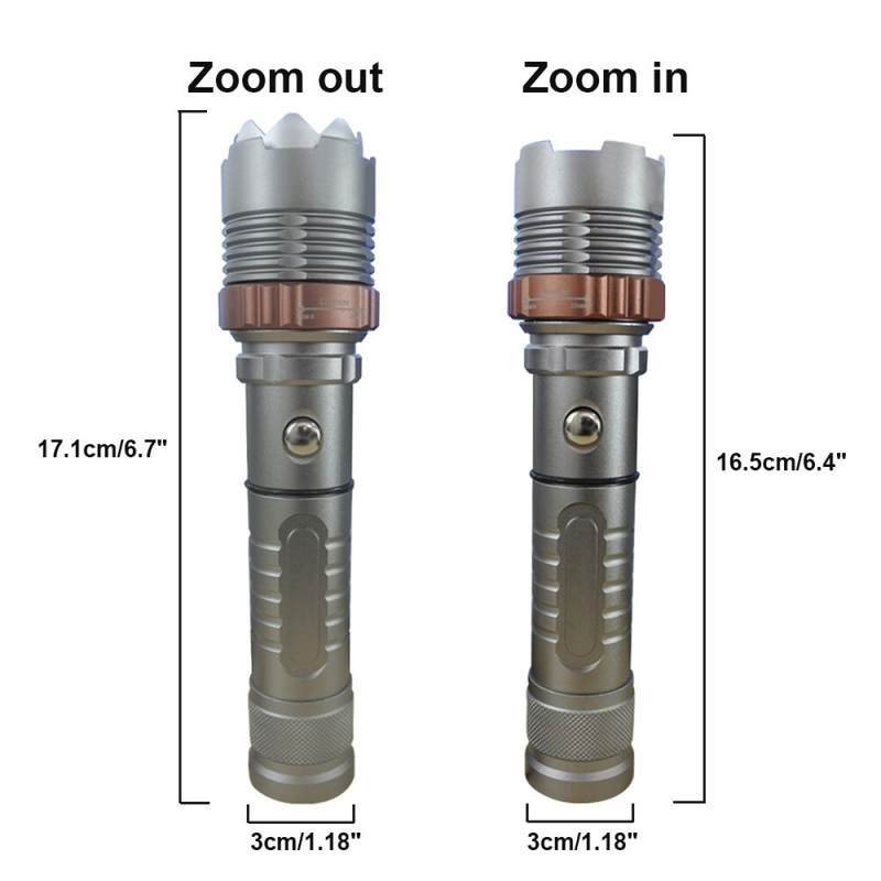 USB Rechargeable LED Flashlight Lamp 5-Modes Zoomable Hiking Camping Outdoor Torch +Batt+ USB Cable + Car Char