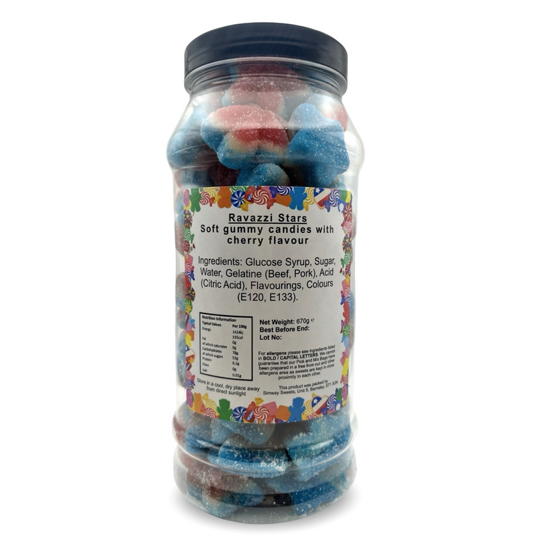Ravazzi Fizzy Stars Retro Gummy Sweets Gift Jar - 670g