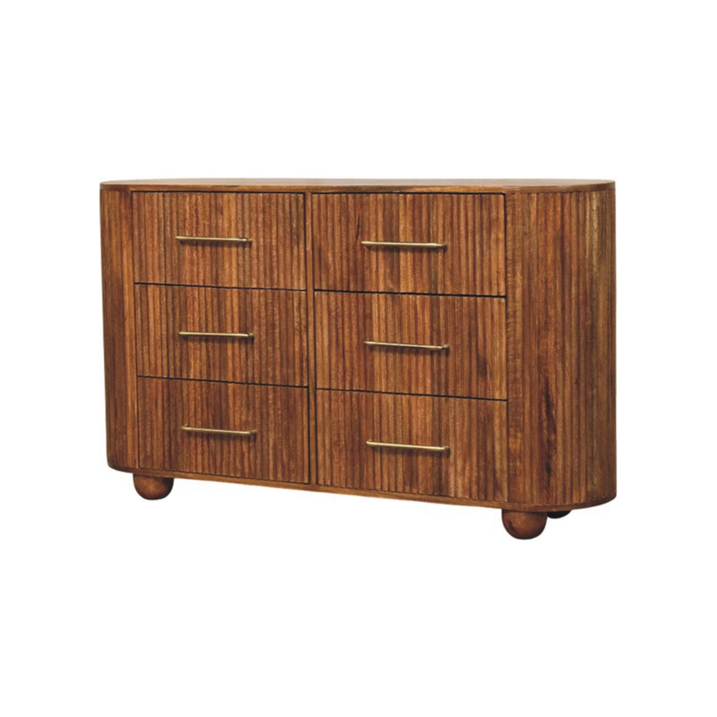 Artisan Furniture Solid Wood Ridgefront Chest - Amber Oak, 6 Drawers, Brown