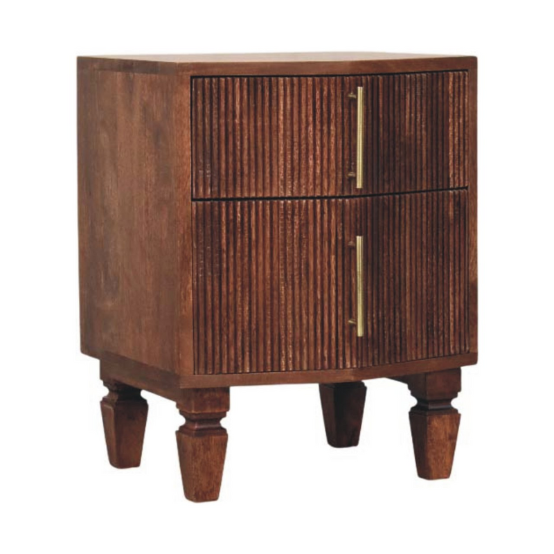 Artisan Furniture Solid Wood Harper Nightstand, 2 Drawers, Dark Brown