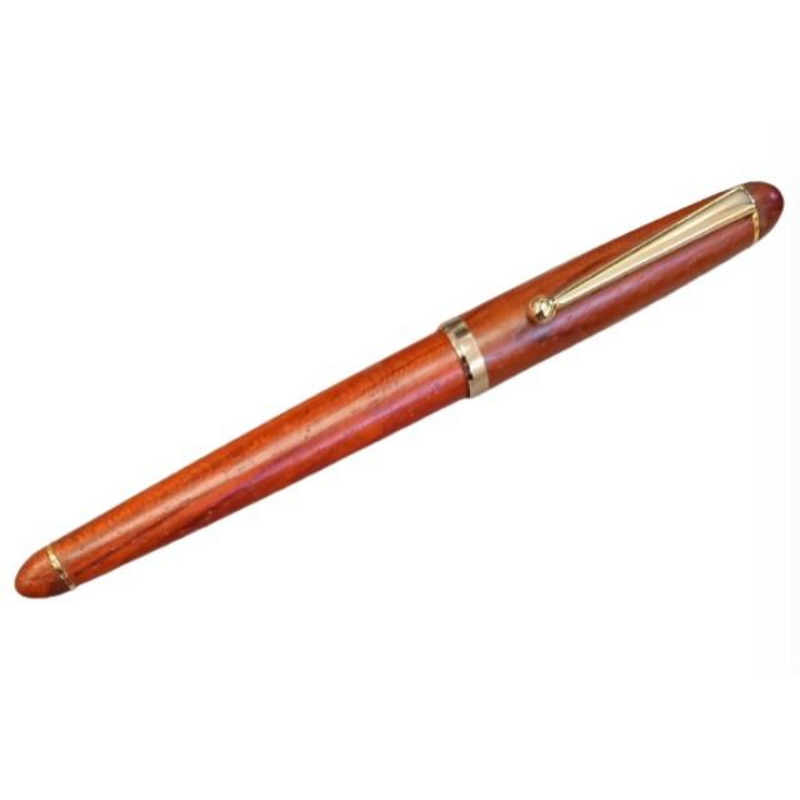 Imperial Wood Matt Brown Gold Trim Fountain Pen Fine NIB IMP315R