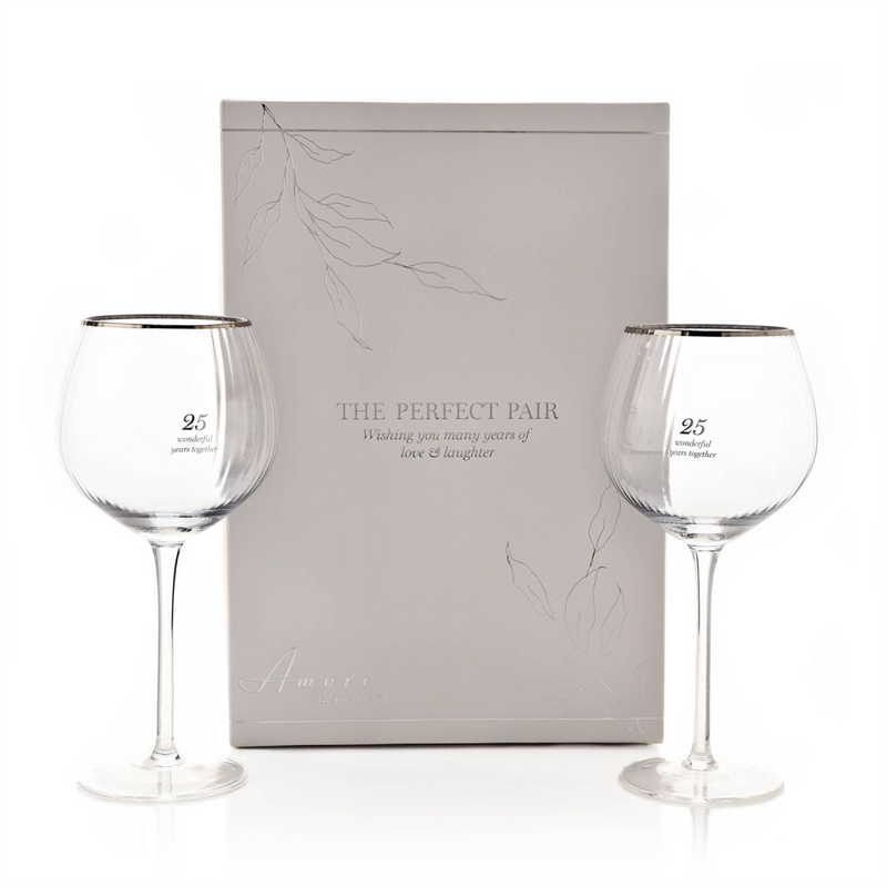 Amore Set of 2 Gin Glasses - 25th Anniversary