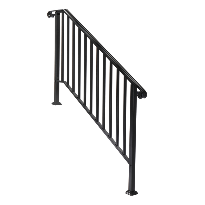 [Same Code：81504920  40310676]Artisasset Matte Black Outdoor 4 Level Iron Handrail