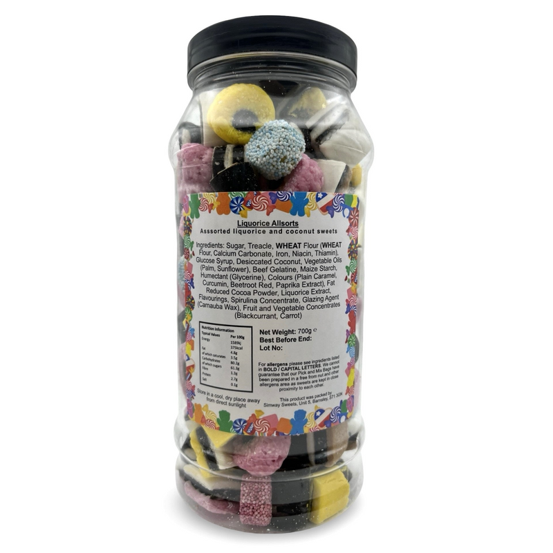 Liquorice Allsorts Sweets Gift Jar - 700g