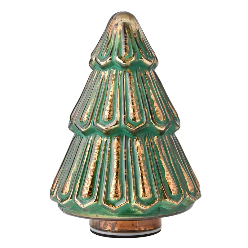 Green Crackle Effect Glass LED Christmas Tree Medium