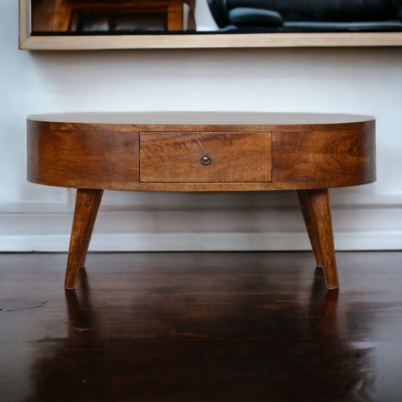 Artisan Furniture Solid Wood Chestnut Rounded Coffee Table