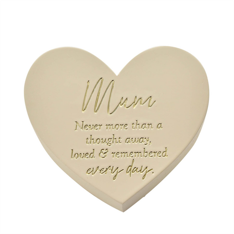 Thoughts of You Memorial Graveside Ivory Heart Plaque - Mum