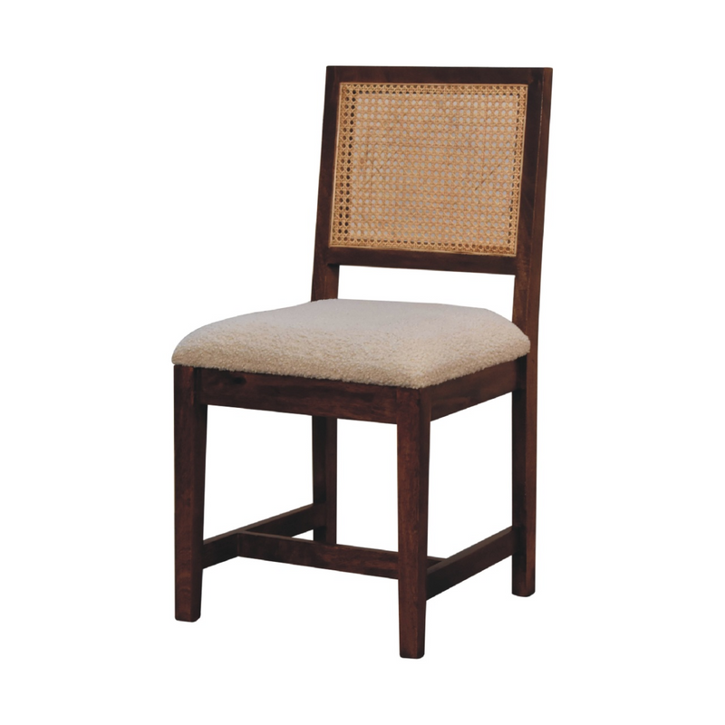Artisan Furniture Solid Wood Cream Boucle Rattan Chair