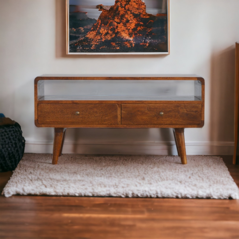 Artisan Furniture Solid Wood Curved Chestnut Media Unit