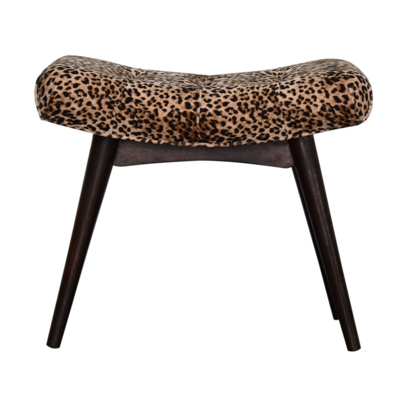 Artisan Furniture Solid Wood Leopard Print Curved Bench
