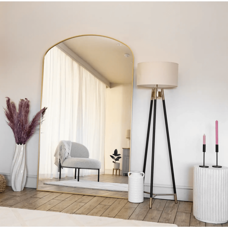 Yōko - Full Length Gold Metal Gentle Arch Mirror - 180cm x 90cm.