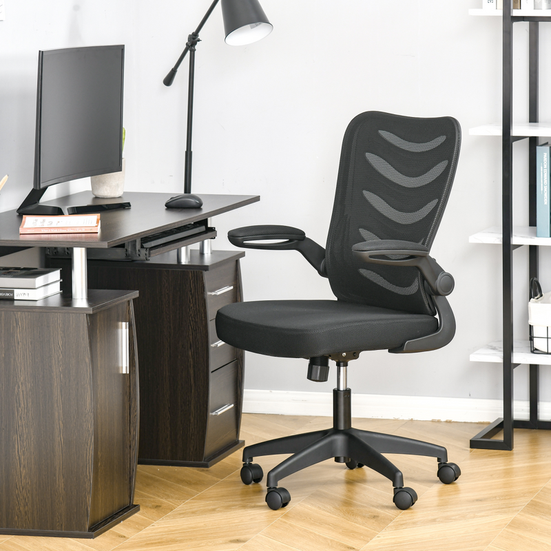 Mesh Office Chair Home Swivel Task Chair  Lumbar Support, Arm, Black Vinsetto