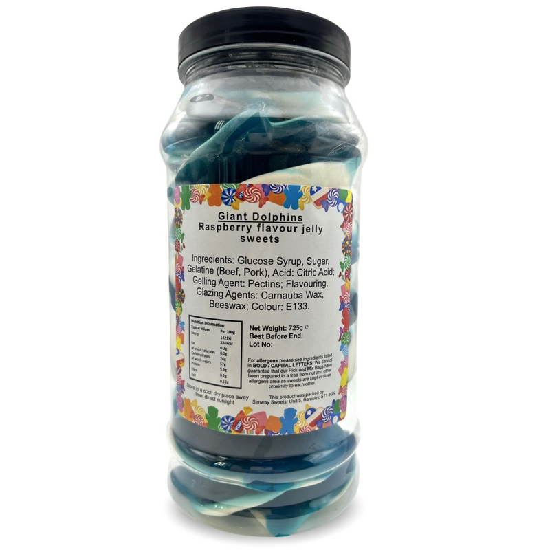 Giant Dolphins Retro Gummy Sweets Gift Jar - 725g