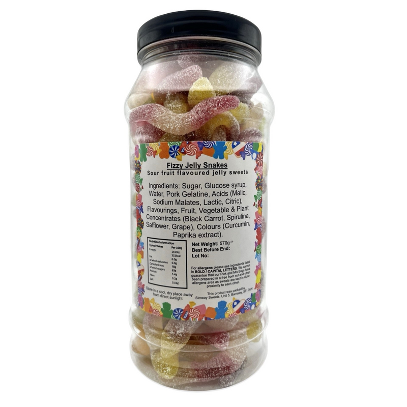 Fizzy Snakes Retro Sweets Gift Jar - 570g