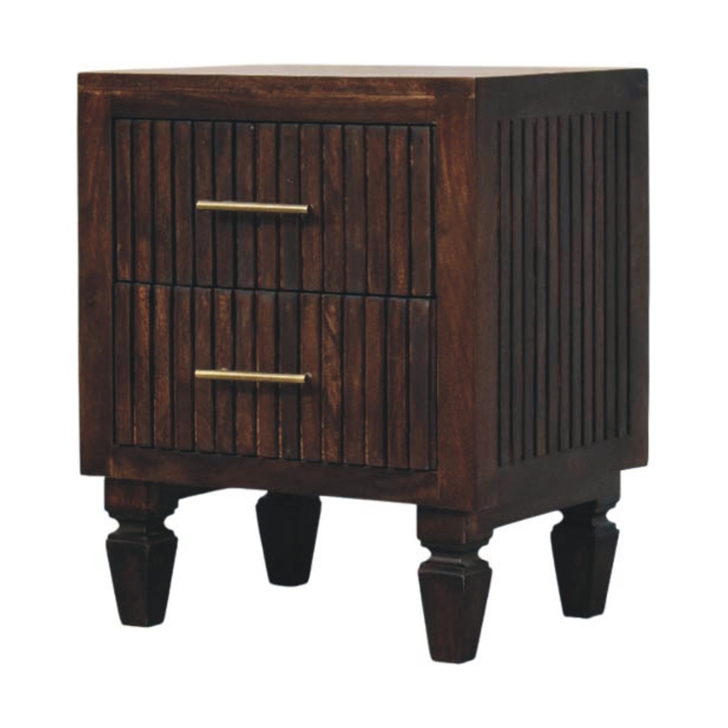 Artisan Furniture Solid Wood Belmont Nightstand, 2 Drawers, Dark Brown