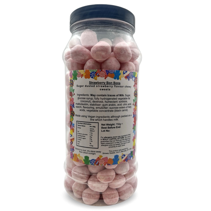Strawberry Flavour Bon Bons Retro Sweets Bon Bons Gift Jar - 750g