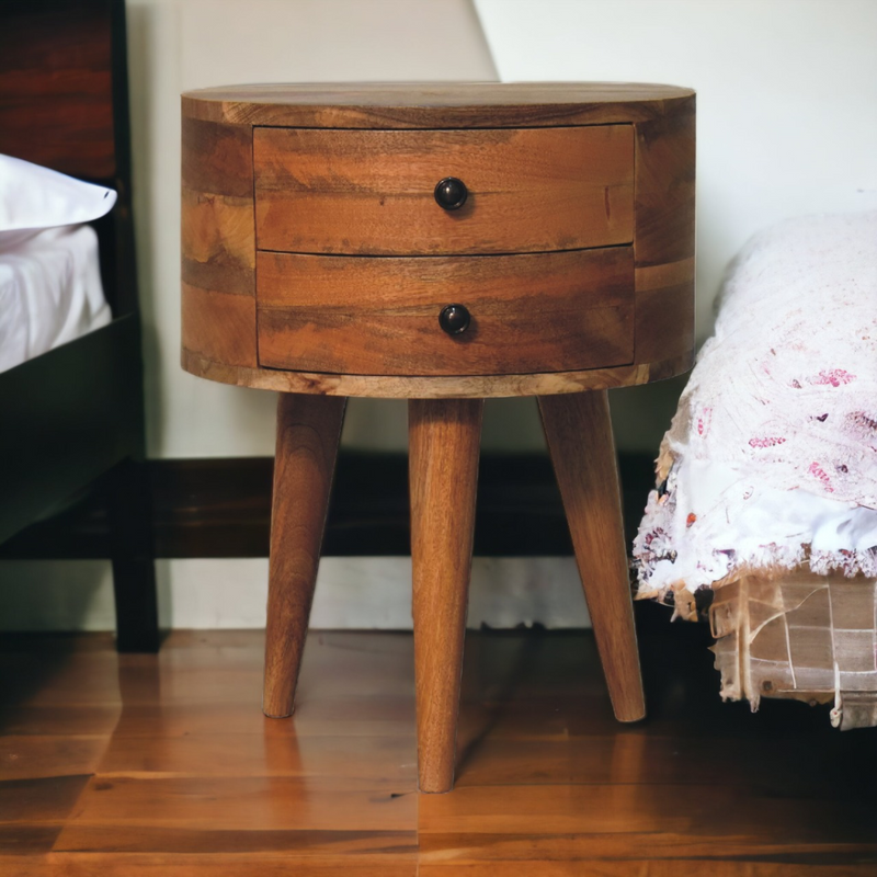 Artisan Furniture Solid Wood Odyssey Oak-ish Tripod Bedside