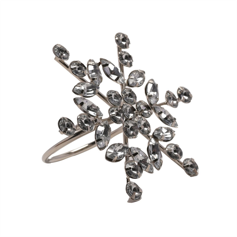 Set of 4 Crystal Snowflake Napkin Rings