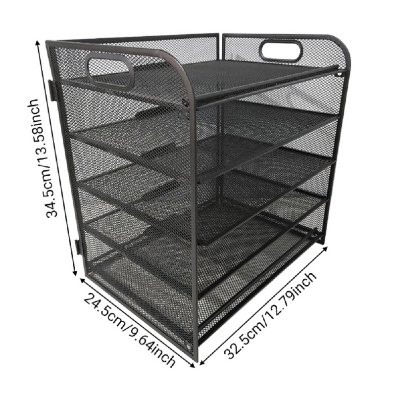 Paper Organizer, Letter Tray with Handle, Mesh Black Paper Sorter, Desk Organizer for Office, Home or School