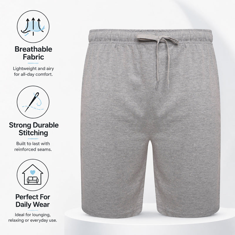 2 Pack Men's Cotton Lounge Shorts Stretchable Available in Black Navy Grey Durable and Cozy Loungewear Medium to 5X-Large by Sock Stack