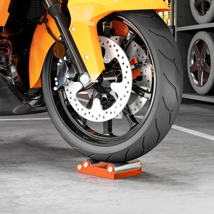 HOMCOM Motorcycle Wheel Roller Stand for Tyre Cleaning and Chain Lubrication