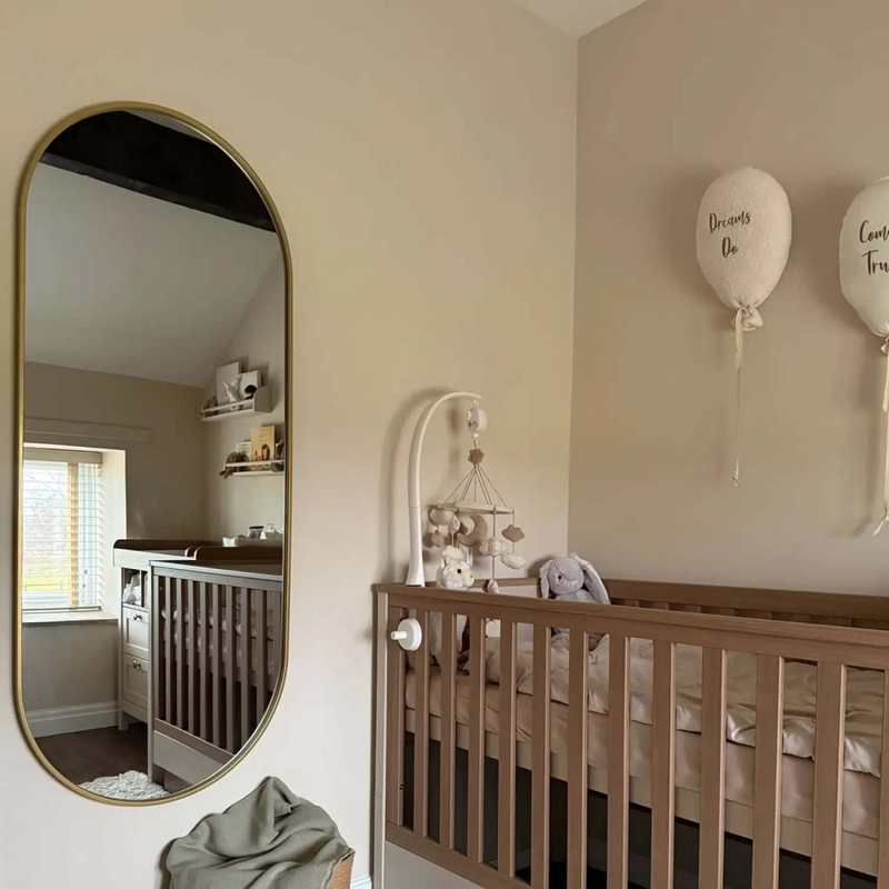 Emi- Gold Metal Runway Oval Mirror - 120cm x 40cm