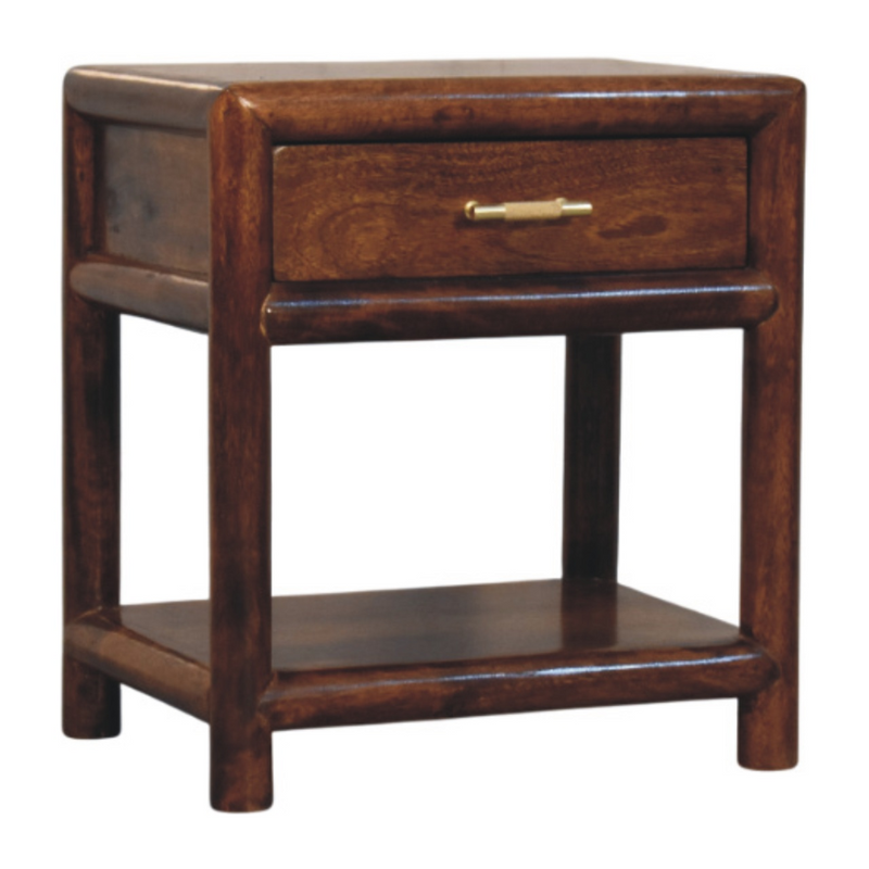 Artisan Furniture Solid Wood Regency Chestnut Nightstand, 1 Drawer, 1 Shelf, Dark Brown